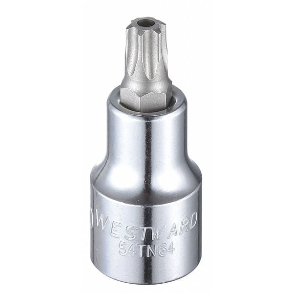 Westward 1/2 in Drive Tamper Resistant Torx(R) Socket Bit SAE T50 Tip, 2 1/4 in L - 54TN64