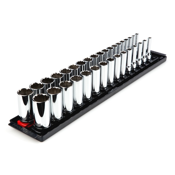 Tekton 3/8 Inch Drive Deep 12-Point Socket Set, 34-Pc (1/4-1 in., 6-24 mm) - SHD91208