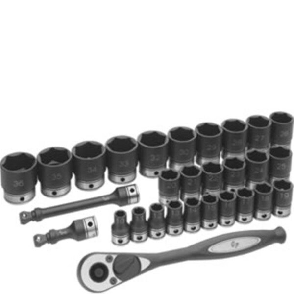 Grey Pneumatic Grey Pneumatic GRY82629M 29 Pc.5" Dr. 6 Point Standard Length Metric Duo-Socket Set - GRY82629M
