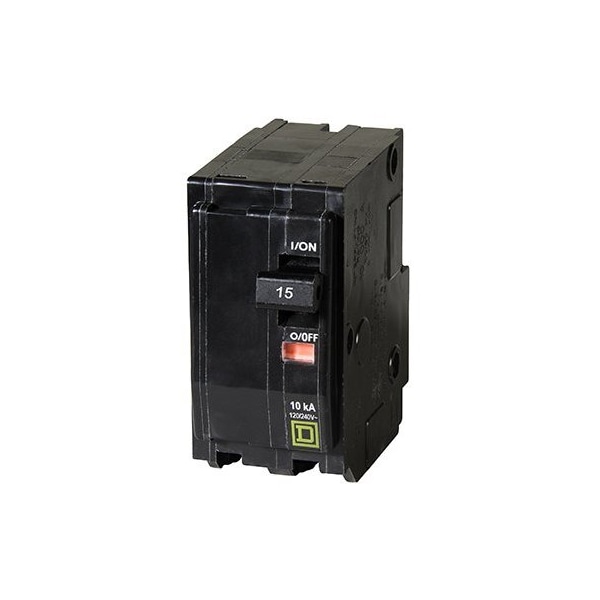 Square D Miniature Circuit Breaker, QO Series, 15A, 2 Pole, 120/240V AC, 10kA at 120/240V AC - QO215CP