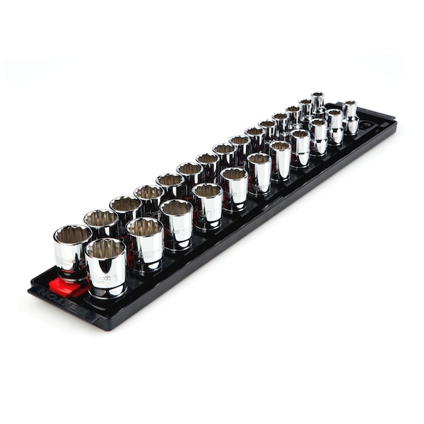 Tekton 1/2 Inch Drive 12-Point Socket Set, 26-Piece (3/8-1 in., 10-24 mm) - SHD92202