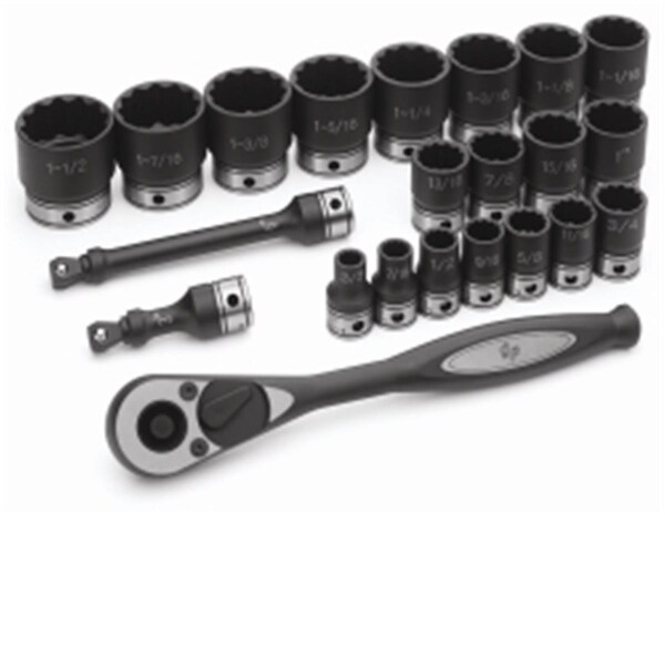 Grey Pneumatic Grey Pneumatic GRE82222 .5 Inch Dr. 22Pc Fractional Duo-Socket Set- 12 Pt. - GRE82222
