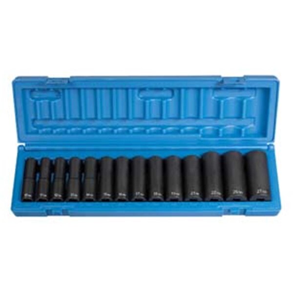 Grey Pneumatic 1/2" Drive 14 Pieces Deep Metric Set - GR99249