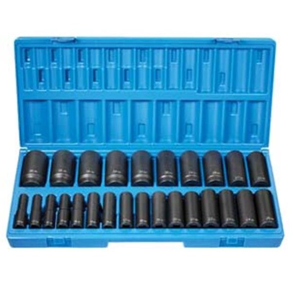 Grey Pneumatic Grey Pneumatic GY1726MD 1/2" Drive 26 Pieces 12 Point Deep Length Metric Set Weight: 23.2000 - GY1726MD