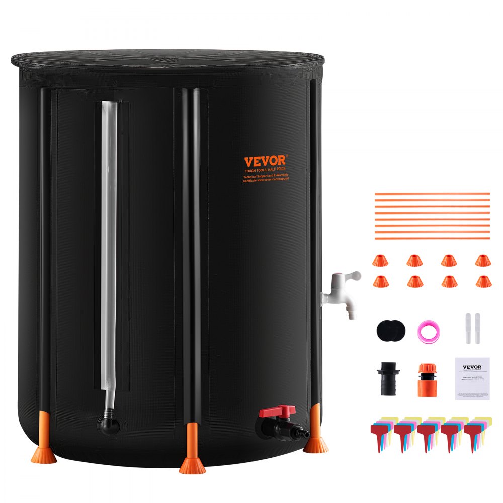VEVOR Collapsible Rain Barrel 66 Gal Rain Catcher with Spigots and Overflow Kit - ZDYSTHSPVCB6YUXGDV0