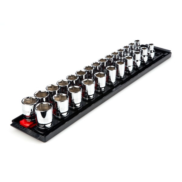 Tekton 1/2 Inch Drive 6-Point Socket Set, 26-Piece (3/8-1 in., 10-24 mm) - SHD92201