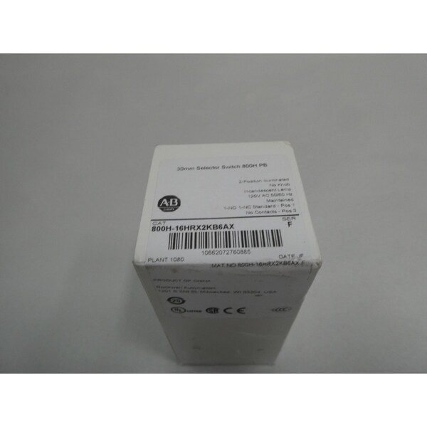Interruptor selector iluminado de 2 posiciones Allen Bradley 120V-AC - 800H-16HRX2KB6AX