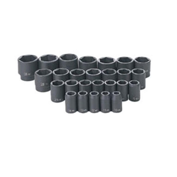 Grey Pneumatic Grey Pneumatic 1326M 0.5 in. Drive 26 Pc. Standard Length Metric Master Set - GRY-1326M