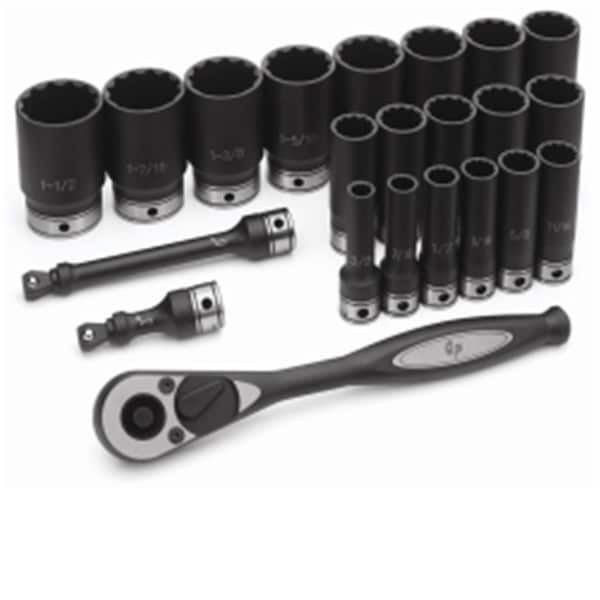 Grey Pneumatic Grey Pneumatic GRE82222D .5 Inch Dr. 22Pc Fractional Deep Duo-Socket Set- 12 - GRE82222D