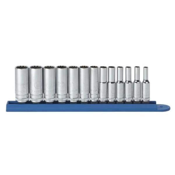 Makeithappen 13 Piece 0.25 Inch Drive 12 Point Deep Metric Socket Set - MA647278