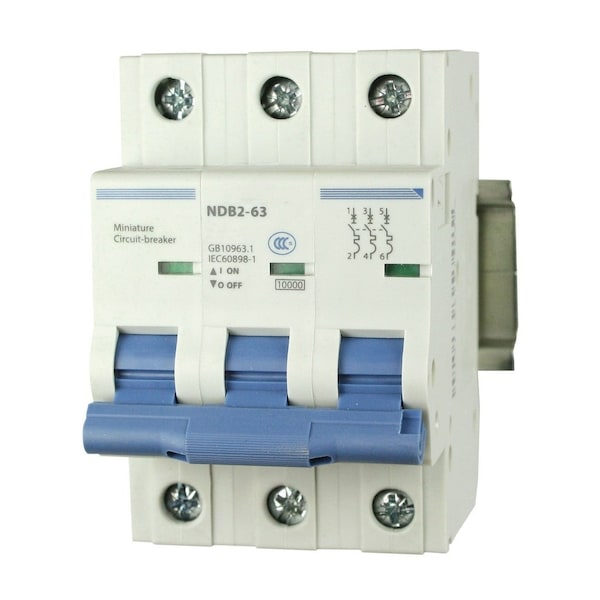 Automation Systems Interconnect Miniature Circuit Breaker, 3 Pole, 25 Amp, 240 Vac, 60 Vdc, C Trip Curve, Ul1077, DIN Rail Mounted - NDB2-63C25-3