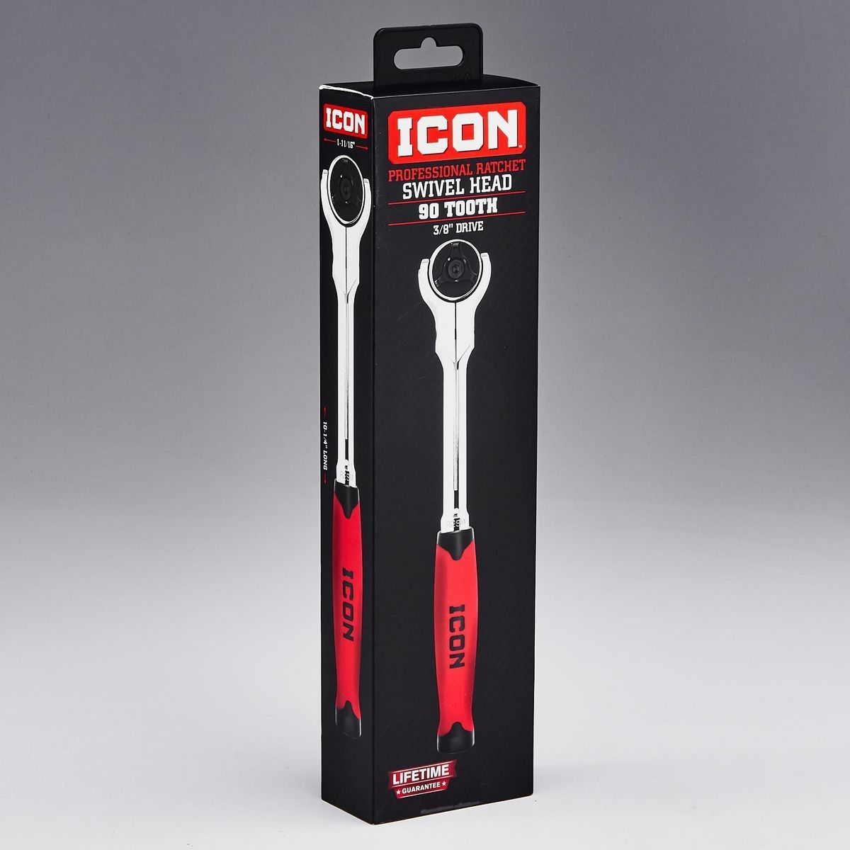 Llave de trinquete profesional con cabeza giratoria de 3/8 pulgadas y agarre cómodo - 64698