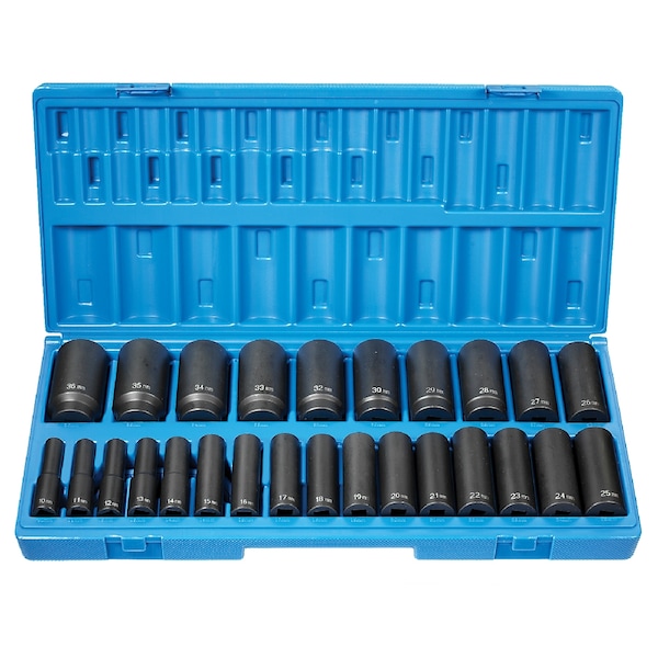 Grey Pneumatic SKT SET  1/2"DR 26 PC DEEP METRIC 12PT I - GP1726MD
