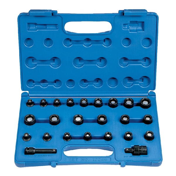Grey Pneumatic SKT SET 3/8" DR 24PC FR/MET MAGNETIC IM - GP1224G