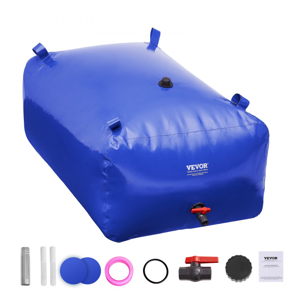 VEVOR 400L/105.7 Gallon Water Storage Bladder, RV Water Tank, 1000D Blue PVC Collapsible Water Storage Containers, Large Capacity Soft Water Bag, Portable Water Bladder, Fire Prevention, Camping - CSDLSPVCB400H1LIIV0