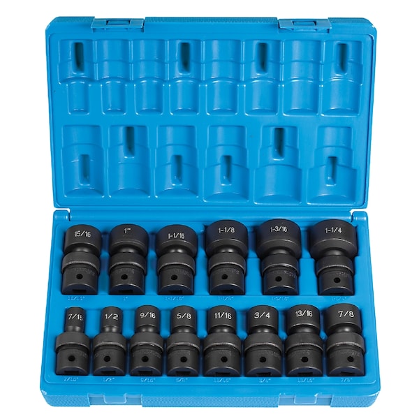 Grey Pneumatic SKT SET 1/2" DR  14 PC 12PT UNIV STD LG - GP1714U