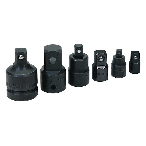 Williams 1/4", 3/8", 3/8", 1/2", 1/2", 3/4" Drive Adaptor Set, SAE, 6 pcs, Industrial Black - WSB-6ADPA