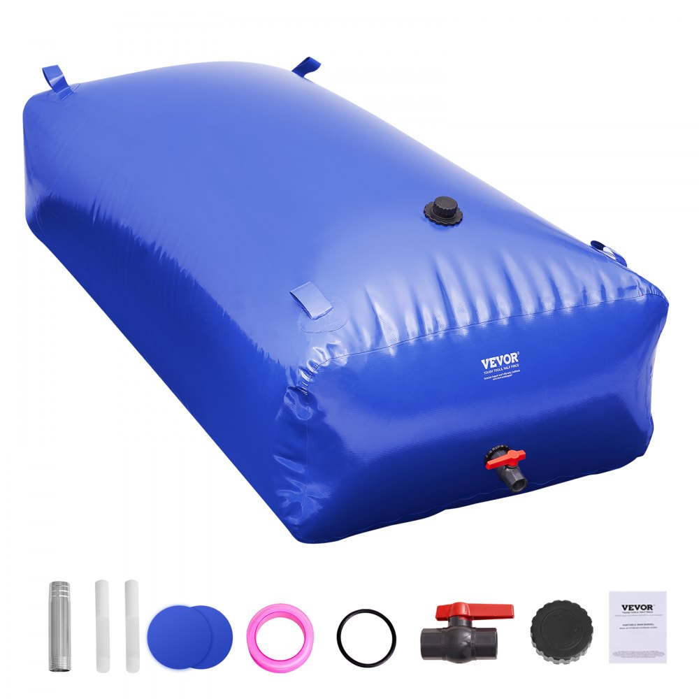 VEVOR 1000L/264 Gallon Water Storage Bladder, RV Water Tank, 1000D Blue PVC Collapsible Water Storage Containers, Large Capacity Soft Water Bag, Portable Water Bladder, Fire Prevention, Camping - CSDLSPVCB100VV7VVV0