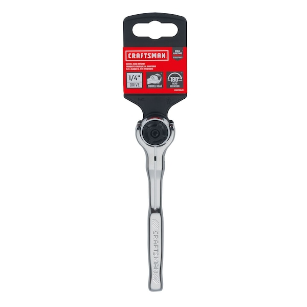 Craftsman 1/4-in Drive 72 Geared Teeth Ratchets, 1/4" Drive 72T Swivel Head, Full polish - CMMT99421