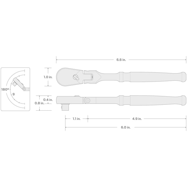 Tekton 3/8 Inch Drive x 6 Inch Flex Head Small Body Ratchet - SRH21506