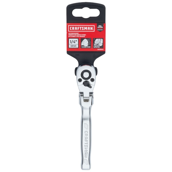 Craftsman 1/4-in Drive 72 Geared Teeth Ratchets, 1/4" Drive Flex-Head Ratchet, Polished chrome - CMMT99440