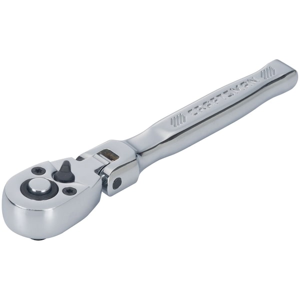 Craftsman 1/4-in Drive 72 Geared Teeth Ratchets, 1/4" Drive Flex-Head Ratchet, Polished chrome - CMMT99440