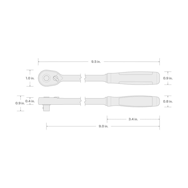 Tekton 1/4 Inch Drive x 9 Inch Quick-Release Comfort Grip Long Ratchet - SRH12009