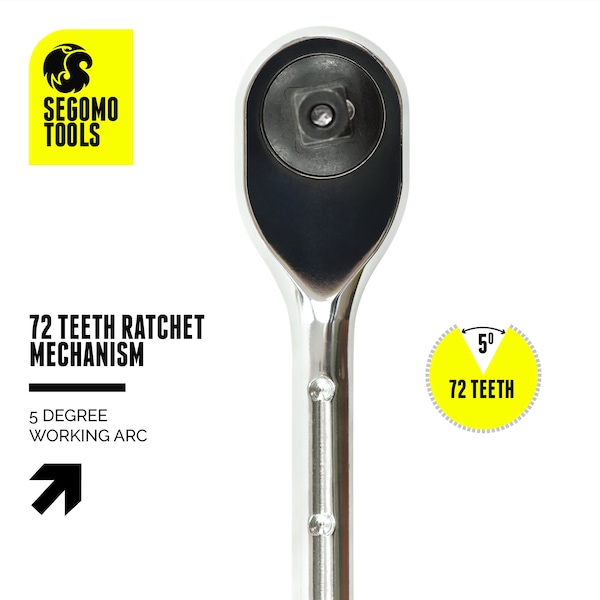 Segomo Tools 3/8" Drive 72 Teeth Heavy Duty Reversible Extendable Ratchet (9-13") - 9015193B