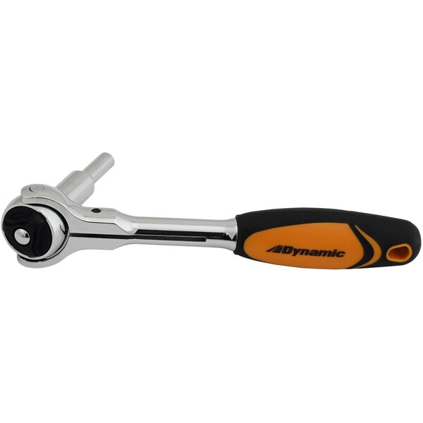 Dynamic 1/4" Dr Swivel Head 72 Tooth Ratchet, Chrome Comfort Handle, 6" Long - D001306