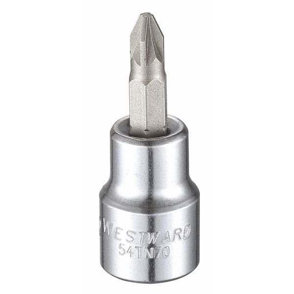 Westward 3/8 in Drive Pozidriv(R) Socket Bit SAE #2 Tip, 1 13/16 in L - 54TN70