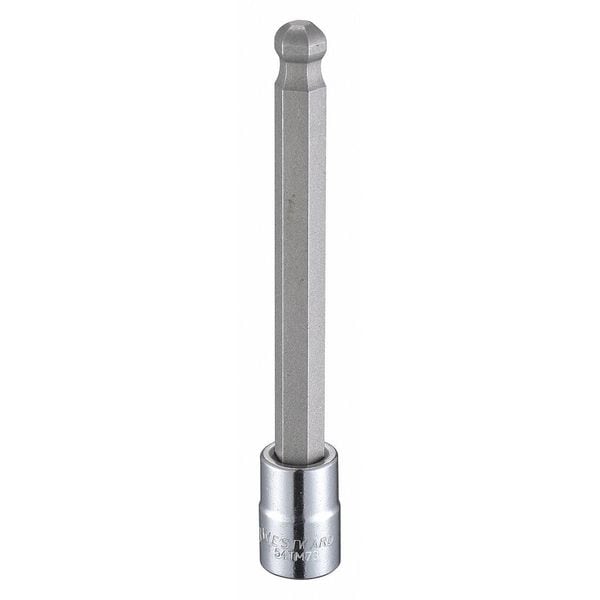 Westward 3/8 in Drive Ball Hex Socket Bit Metric 9 mm Tip, 4 13/16 in L - 54TM73