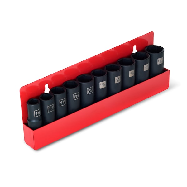 Steelman 10-Piece 1/2-Inch Drive Deep Impact Grade Thin Wall Socket Set with Wall Mount Storage - 99438