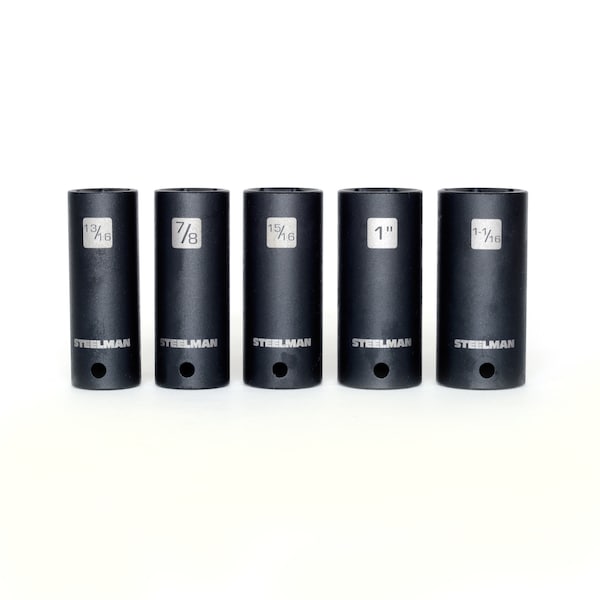 Steelman 10-Piece 1/2-Inch Drive Deep Impact Grade Thin Wall Socket Set with Wall Mount Storage - 99438