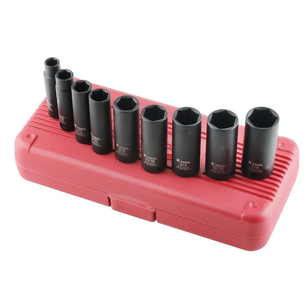 K-Tool International 3/8" Drive Socket Set, SAE, 9 pcs - KTI-32200
