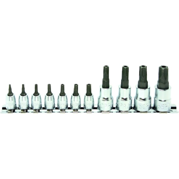 Ko-Ken Bit Socket set TORXPLUS 8IPR-55IPR Tamper Resistant 200mm 11 pieces 1/4, 3/8 Sq. Drive - RSX025/11-IPR