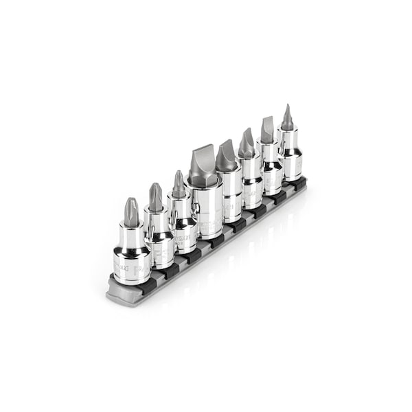 Tekton 1/2 Inch Drive Phillips/Slotted Bit Socket Set with Rail, 8-Piece (#2-#4, 1/4-5/8 in.) - SHB92108