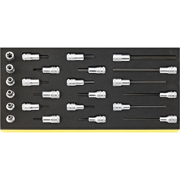 Stahlwille Tools 3/8 Inches Drive Socket and Ratchet Sets, External Torx, Hex, Torx, 24 pcs - 96838772
