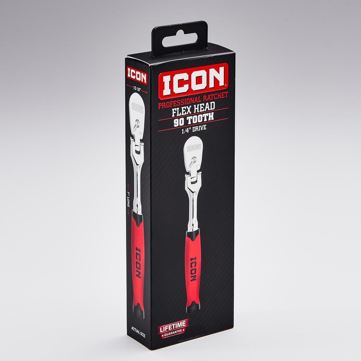 Llave de trinquete profesional de 1/4 de pulgada con cabeza flexible y agarre cómodo - 64693