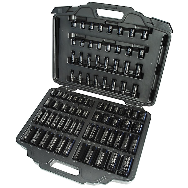Ingersoll-Rand 3/8" & 1/2" SAE/Metric Impact Socket Set, 86 Piece - IRTSK34C86N