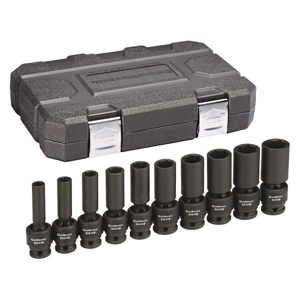 Gearwrench 10 Piece 1/2" Drive 6 Point Deep Universal Impact SAE Socket Set - 84943N