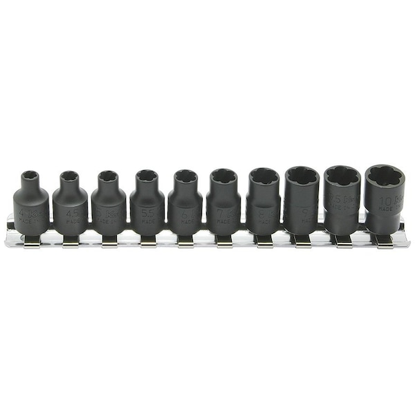 Ko-Ken Nut Twister set 4mm-10mm 150mm 10 pieces 1/4 Sq. Drive - RS2127/10