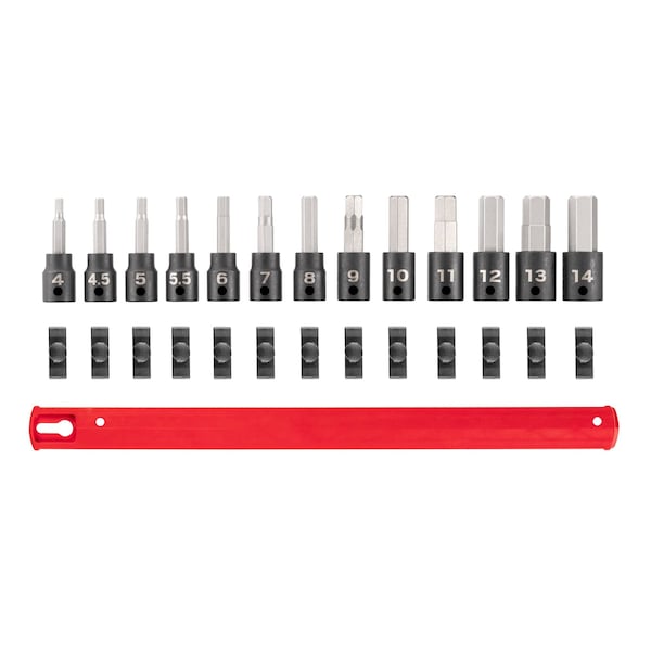 Tekton 3/8 Inch Drive Hex Impact Bit Socket Set with Rail, 13-Piece (4 - 14 mm) - SIB91102