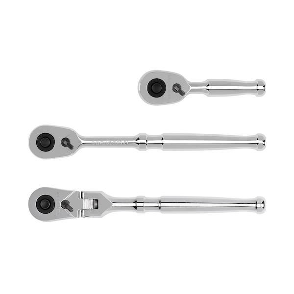 Tekton 3/8 Inch Drive Quick-Release Small Body Ratchet Set, 3-Piece (3, 6 in., 6 in. flex) - SRH99122