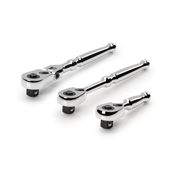 Tekton 3/8 Inch Drive Quick-Release Small Body Ratchet Set, 3-Piece (3, 6 in., 6 in. flex) - SRH99122