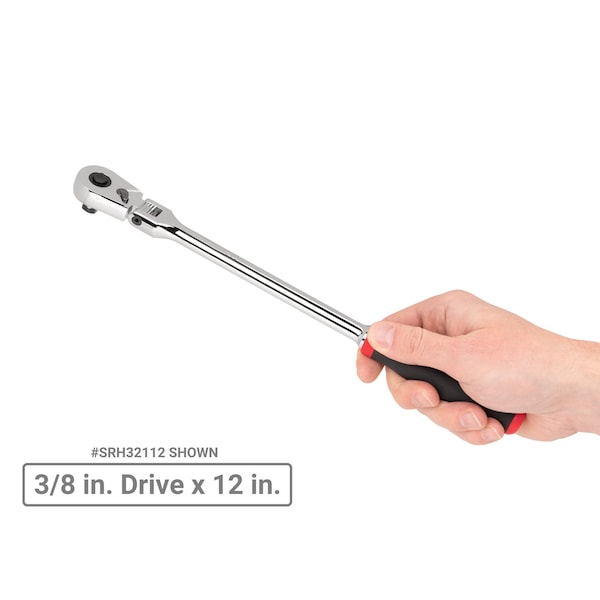 Tekton 3/8, 1/2 Inch Drive Flex Head Quick-Release Comfort Grip Long Ratchet Set, 2-Piece (12, 14 in.) - SRH99302