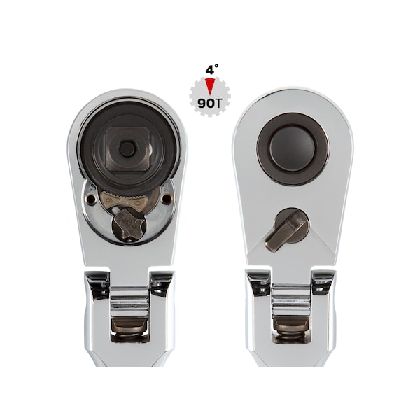 Tekton 1/4, 3/8, 1/2 Inch Drive Flex Head Quick-Release Ratchet Set, 3-Piece (6, 8, 10-1/2 in.) - SRH92103