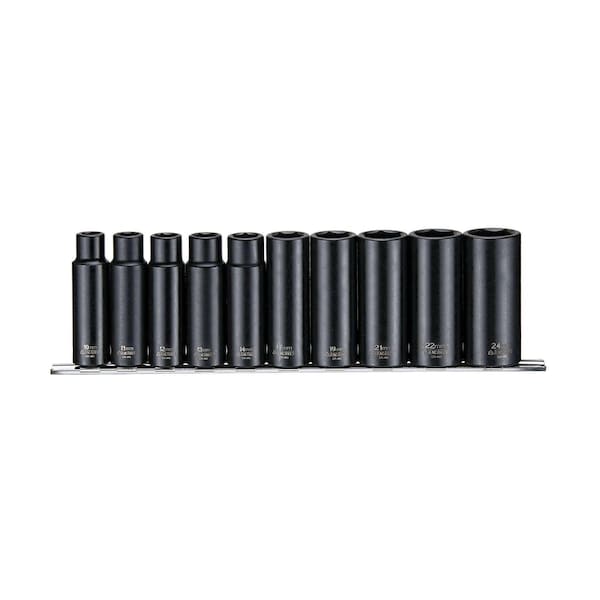 Teng Tools 10 Piece 1/2" Drive 6 Point Deep Metric Impact Socket Set - Teng - 9126