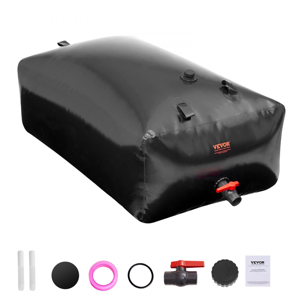 VEVOR Portable Water Storage Bladder 142.7 Gal PVC Collapsible Water Tank Black - CSDHSPVCB540DZKSQV0