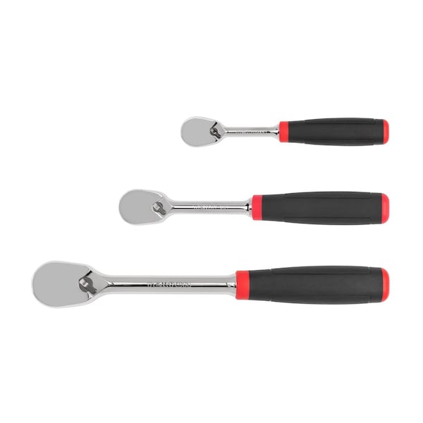 Tekton 1/4, 3/8, 1/2 Inch Drive Comfort Grip Ratchet Set, 3-Piece (6, 8, 10-1/2 in.) - SRH91002
