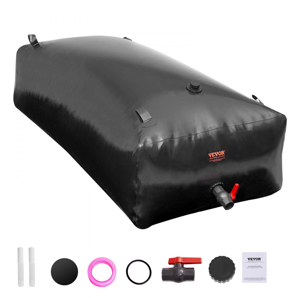 VEVOR Portable Water Storage Bladder 264 Gal PVC Collapsible Water Tank Black - CSDHSPVCB100YFP48V0